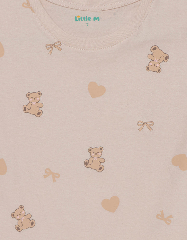 Little M Print Aop Bear Kaos Anak Perempuan