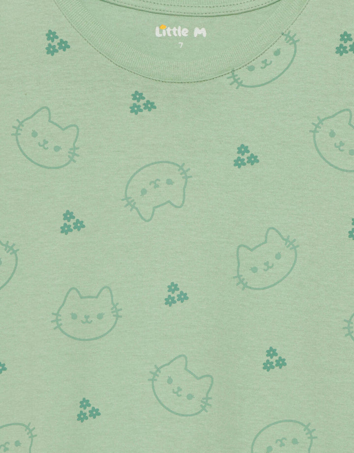 Little M Aop Cat Kaos Anak Perempuan