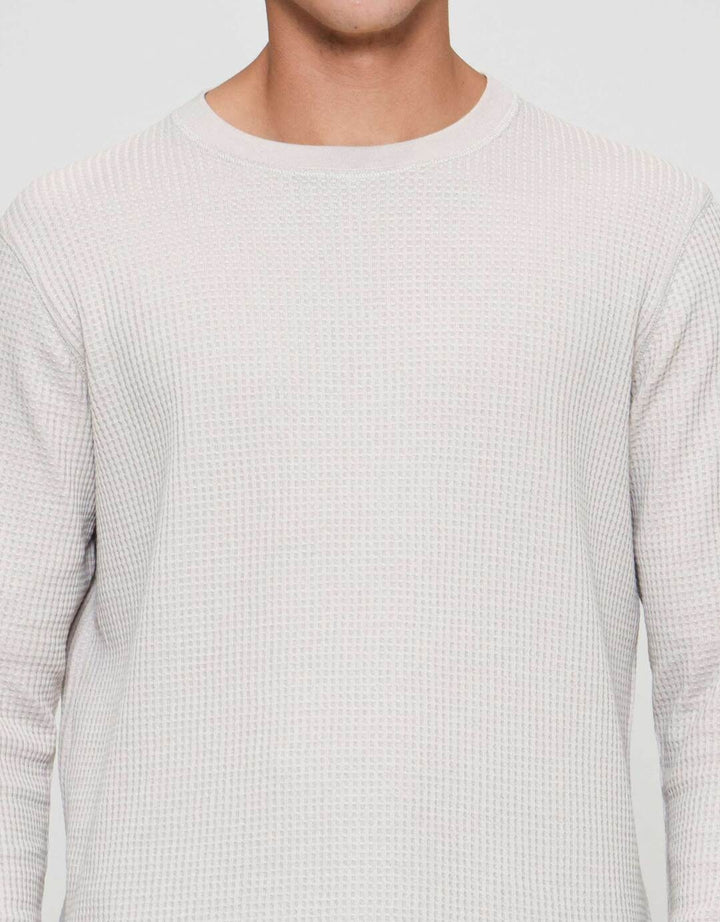 Suko T-Shirt Waffle Kerah Bulat Kaos Lengan Panjang Pria