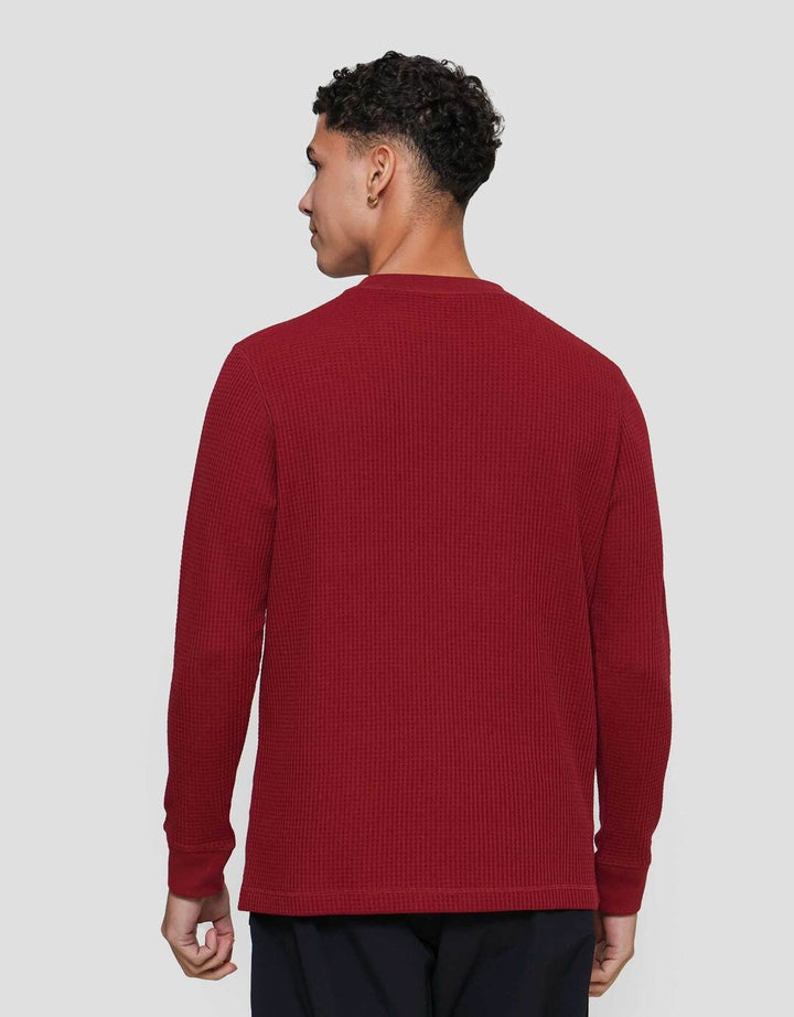 Suko T-Shirt Waffle Kerah Bulat Kaos Lengan Panjang Pria