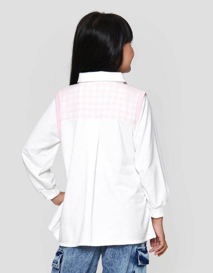 Nevada Print Checkered With Collar Sweater Anak Perempuan