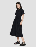 Connexion Cotton With Fabric Belt midi Dress Wanita