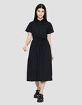 Connexion Cotton With Fabric Belt midi Dress Wanita