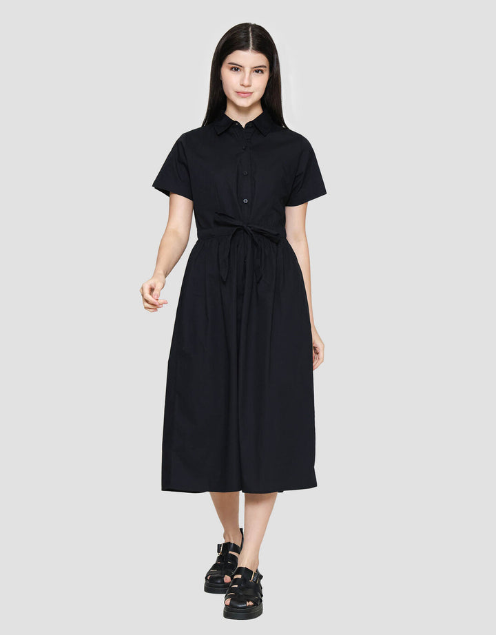 Connexion Cotton With Fabric Belt midi Dress Wanita