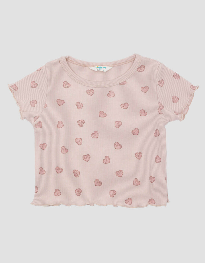 Little M Rib Fullprint Love Kaos Anak Perempuan