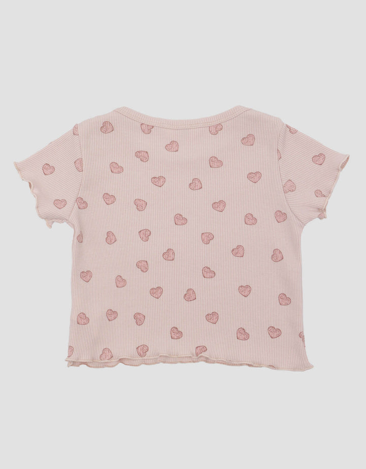 Little M Rib Fullprint Love Kaos Anak Perempuan