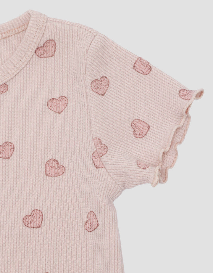 Little M Rib Fullprint Love Kaos Anak Perempuan