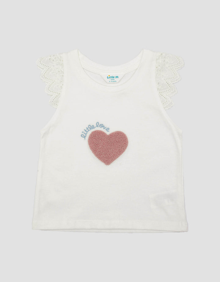 Little M Terry Chenille Little Love Kaos Anak Perempuan
