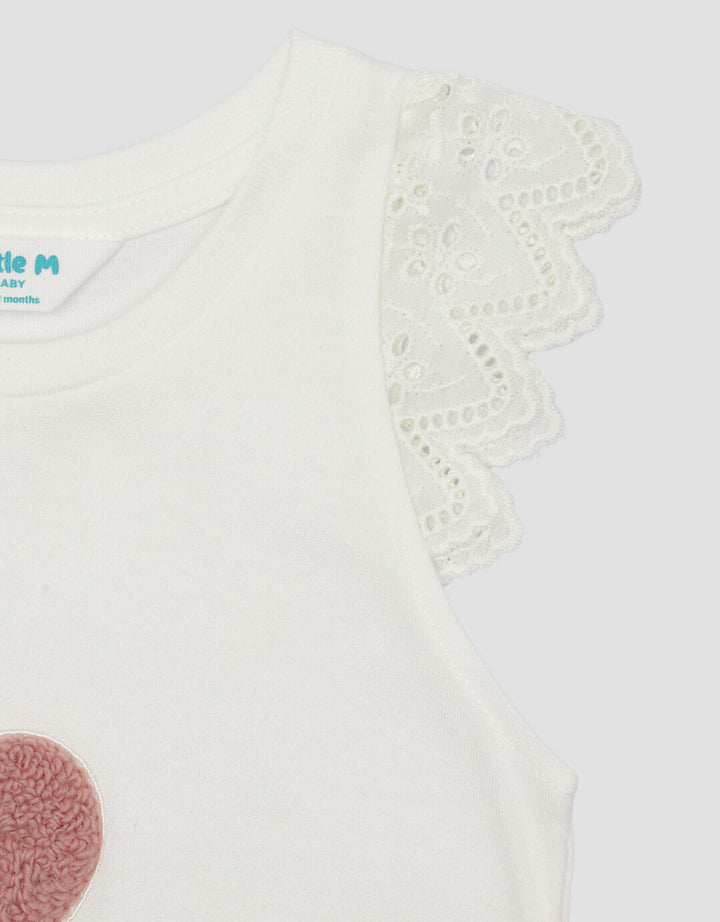 Little M Terry Chenille Little Love Kaos Anak Perempuan