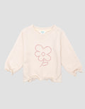 Little M Bordir Flowers Sweater Non Hoodie Anak Perempuan