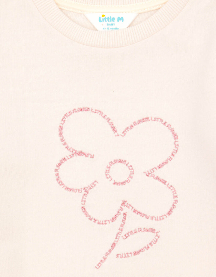 Little M Bordir Flowers Sweater Non Hoodie Anak Perempuan
