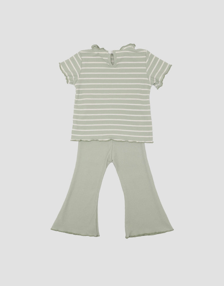 Little M Textured Rib Stripe Pakaian  Set Bayi Perempuan
