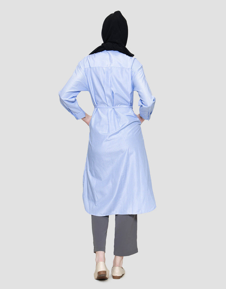 Annisa Cotton Stripes Midi Dress Wanita