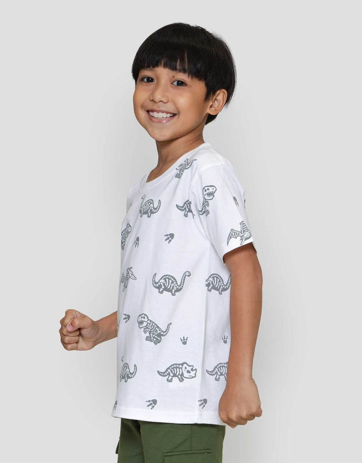 Little M Print Fossil Dino Kaos Anak Laki-laki