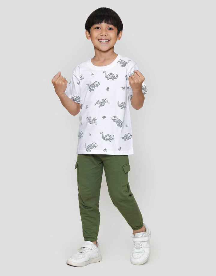 Little M Print Fossil Dino Kaos Anak Laki-laki