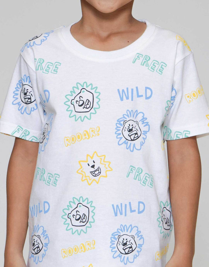 Little M Full Print Wild Roar Kaos Anak Laki-laki