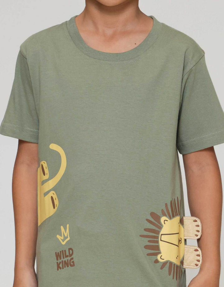 Little M Wild King Aplikasi Kaos Anak Laki-laki