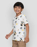 Little M F Print Dino Crew Kaos Anak Laki-laki