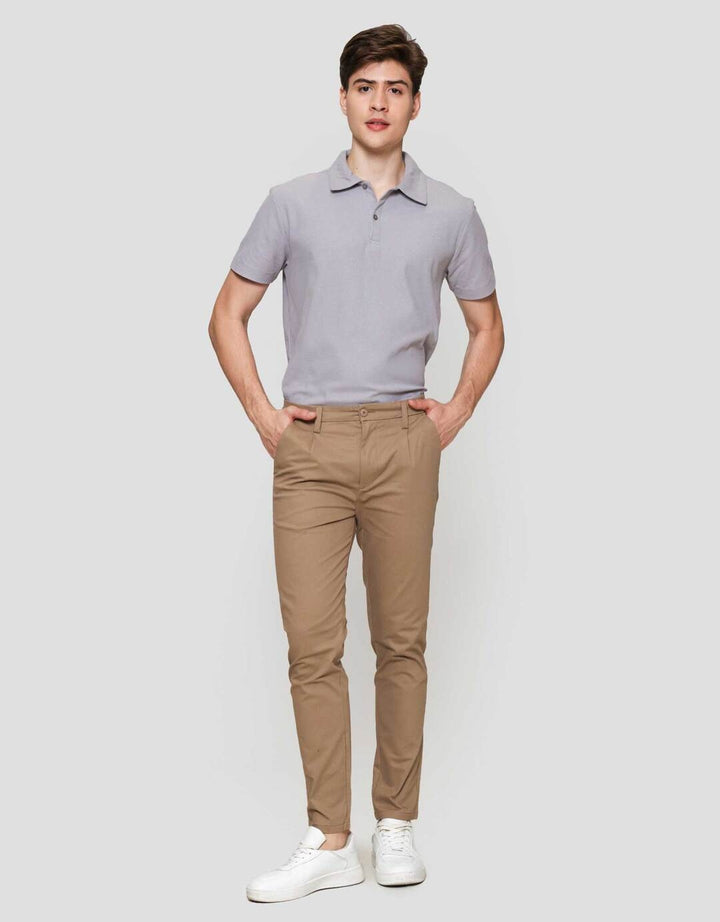 Cole Woven Slim Pleated Twill Celana Panjang Pria