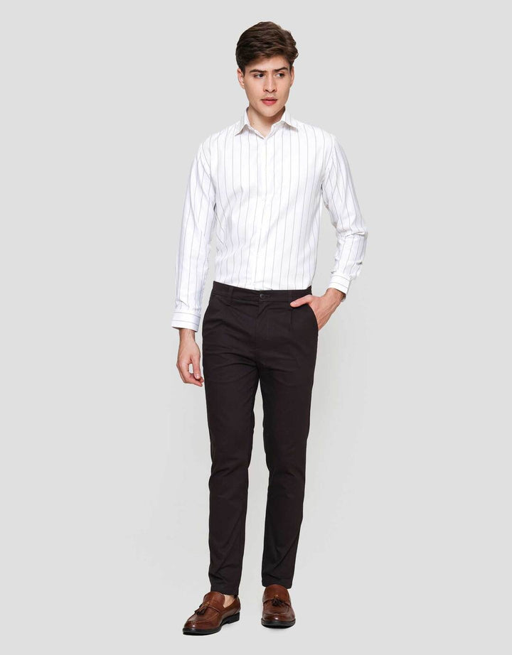 Cole Woven Slim Pleated Twill Celana Panjang Pria