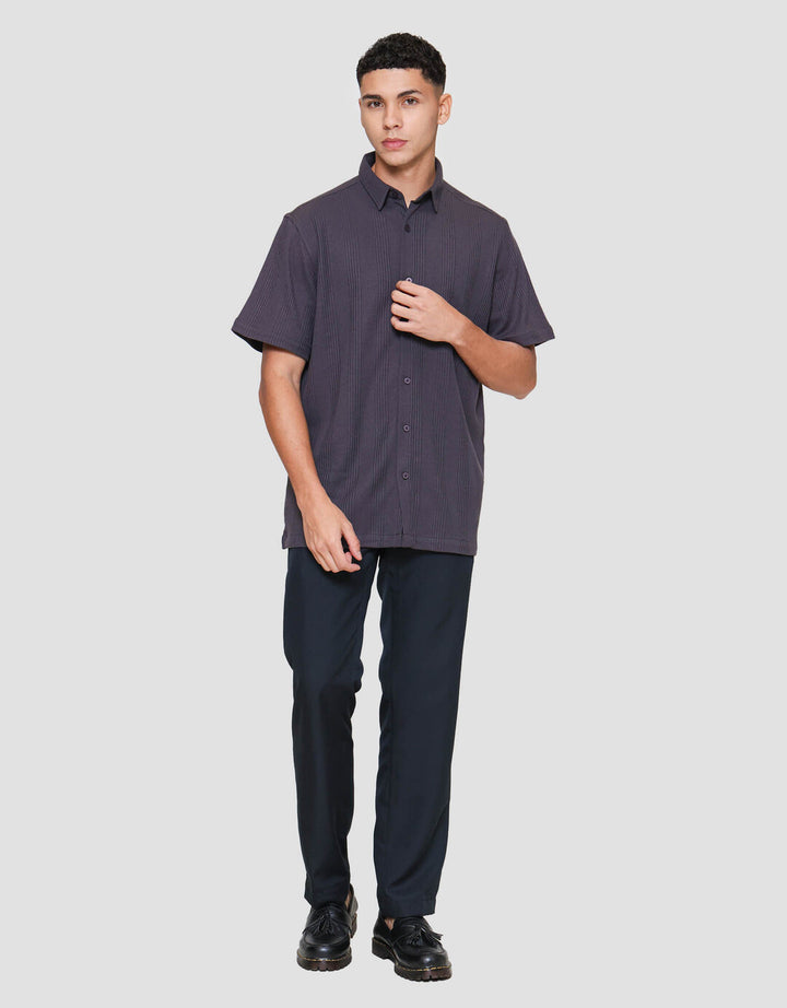 Cole Knitt Texture Waffle Kemeja Pria