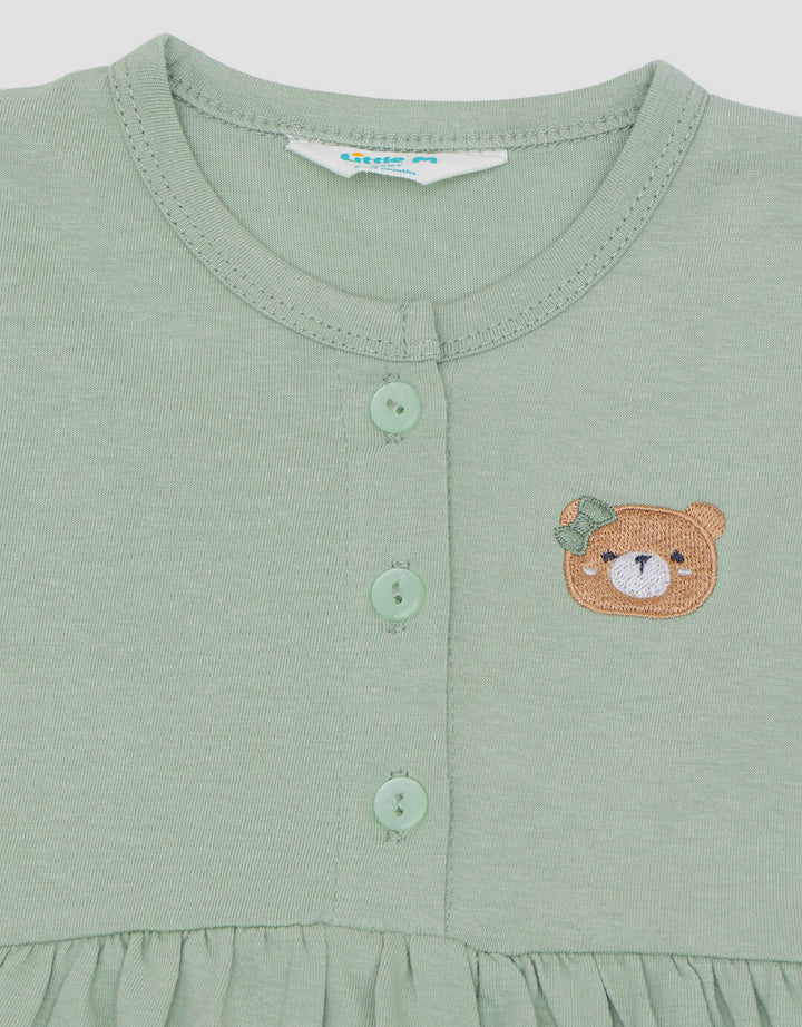 Little M Jersey Print Bear Dress Bayi