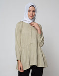 Annisa Long Sleeve Blouse Ruffle Bottom With Shanghai Collar