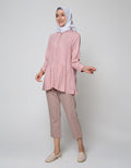 Annisa Long Sleeve Blouse Ruffle Bottom With Shanghai Collar