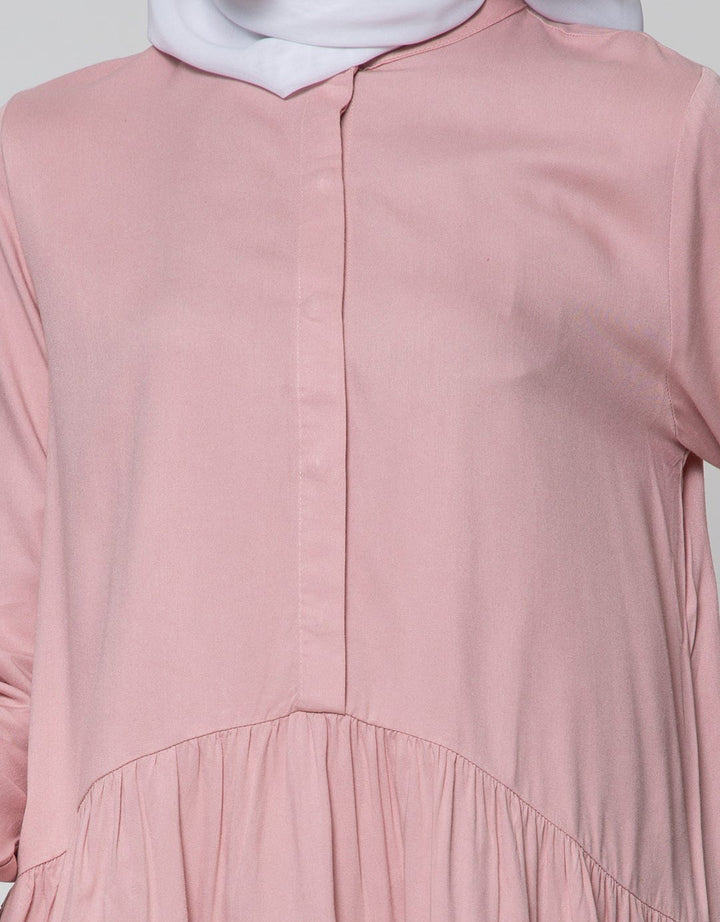 Annisa Long Sleeve Blouse Ruffle Bottom With Shanghai Collar