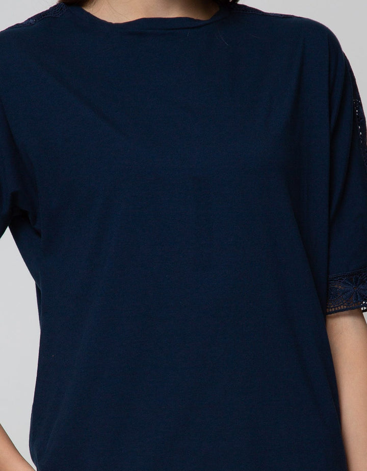 St. Yves 34 Knit Lace Shoulder T-Shirt