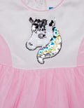 Kidz Too Short Sleeve Midi Dress Flip Sequin Unicorn With Tile