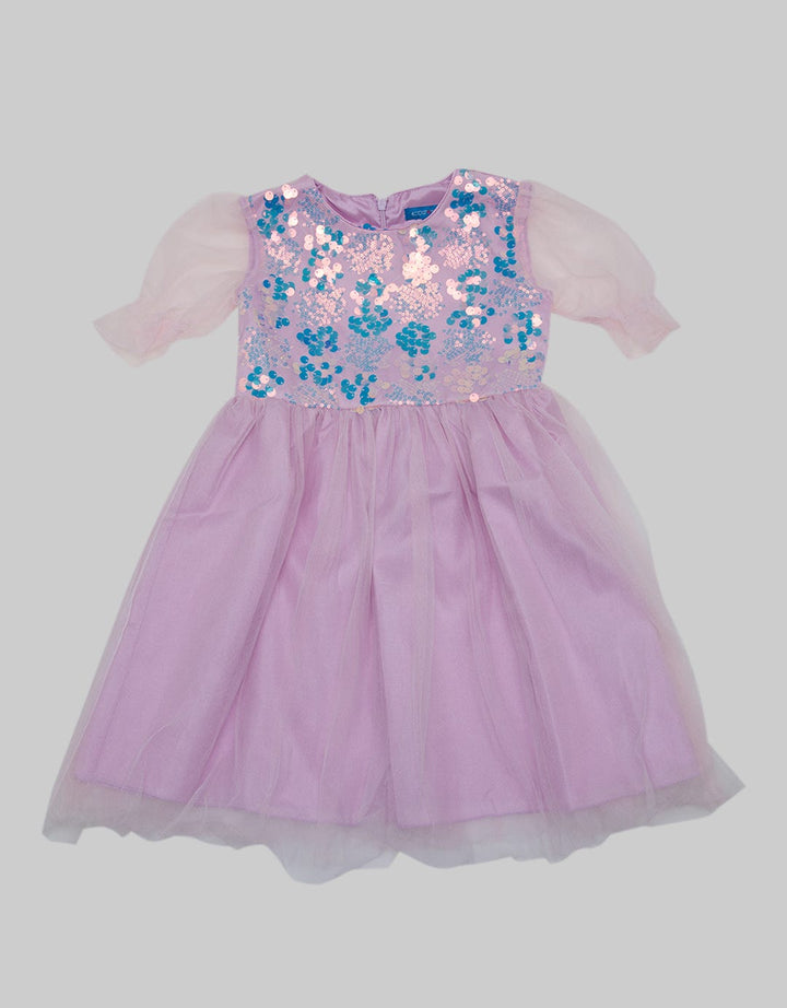 Kidz Too Short Sleeve Midi Dress Dada Sequin Tangan Karet