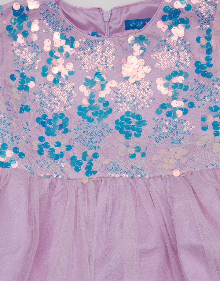 Kidz Too Short Sleeve Midi Dress Dada Sequin Tangan Karet