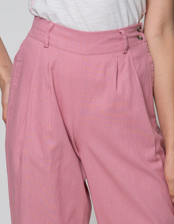 Details Long Pants With Belt Loop And Buttons At Side