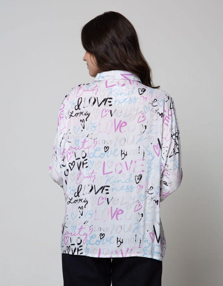 Nevada Long Sleeve Shirt Print Love Rayon