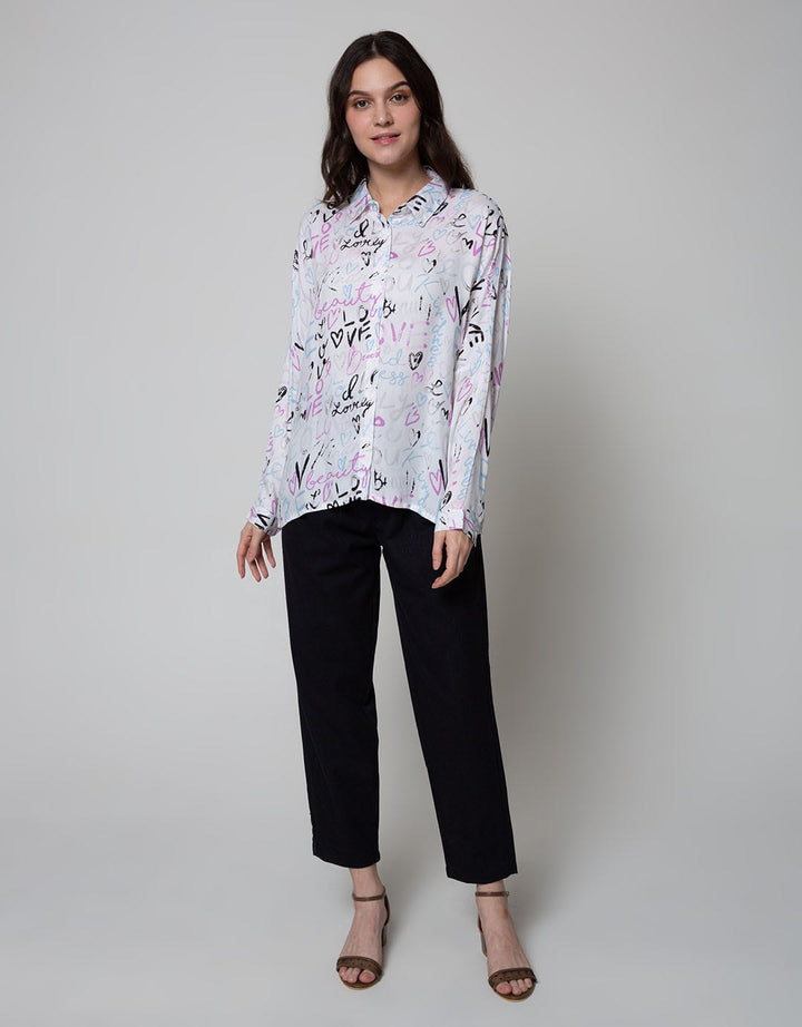Nevada Long Sleeve Shirt Print Love Rayon