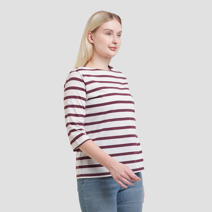 St. Yves Boat Neck Stripy Kaos Wanita