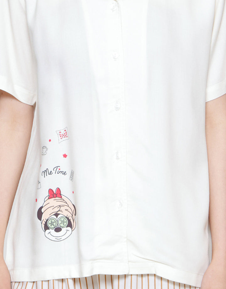 Disney Stripe Minnie Setelan Piyama Wanita