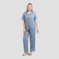 St. Yves Woven Stripe Denim Setelan Piyama Wanita