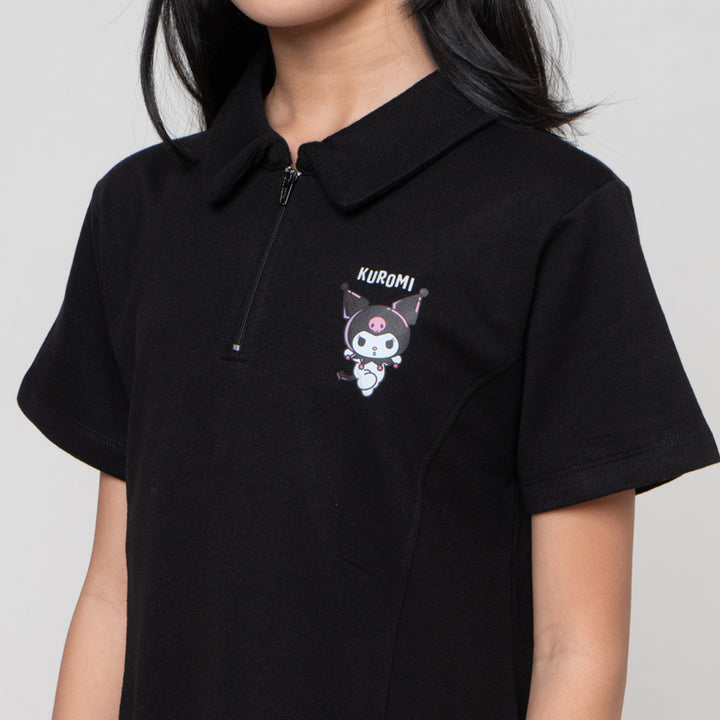 Character Collar Kuromi Dress Anak Perempuan