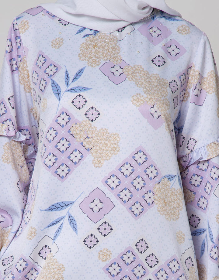 Annisa Long Sleeve Maxi Gamis Flower Ruffle On Side Arms