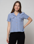 Connexion 3/4 Blouse Sleeve Square Neck Horn Button