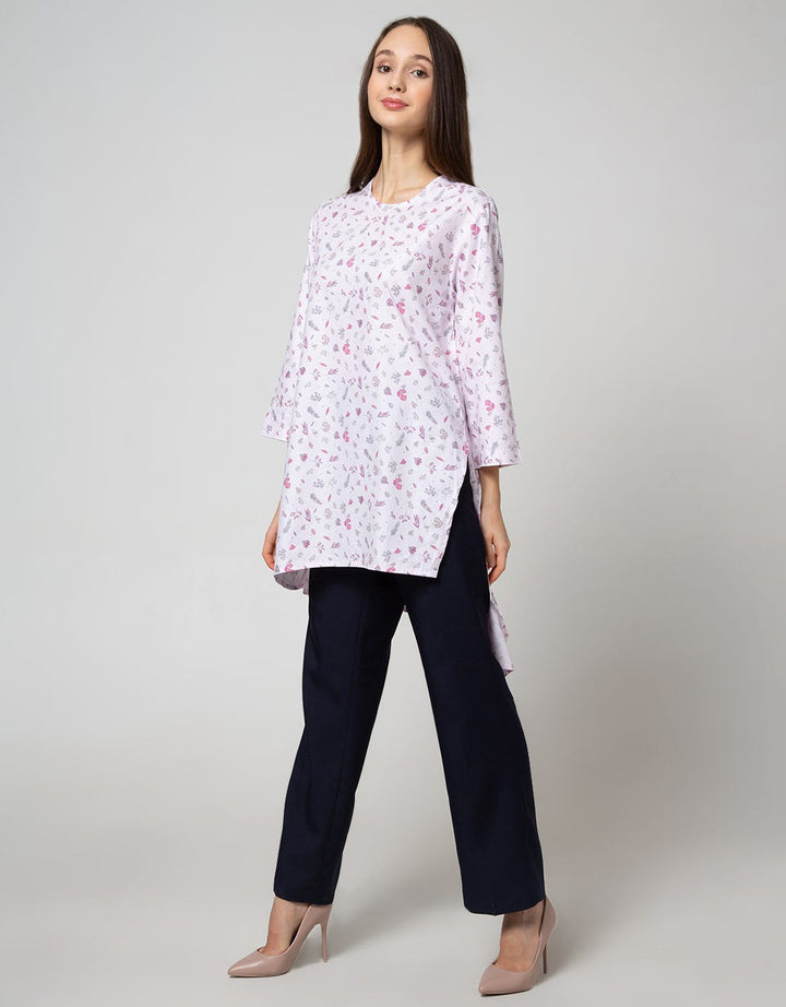 Details Long Sleeve Tunic Assymetric With Buttton And Placket