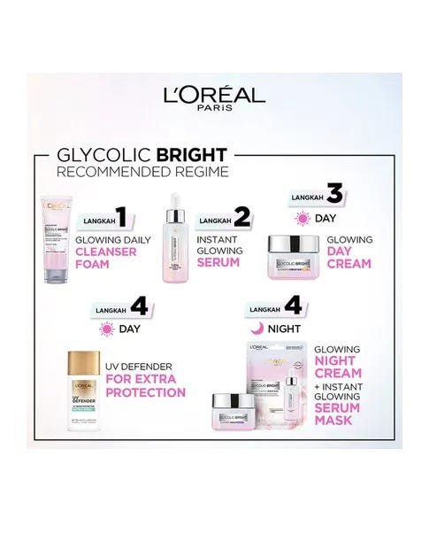 L'Oreal Glycolic Bright Glowing Day Cream SPF 17 50 Ml