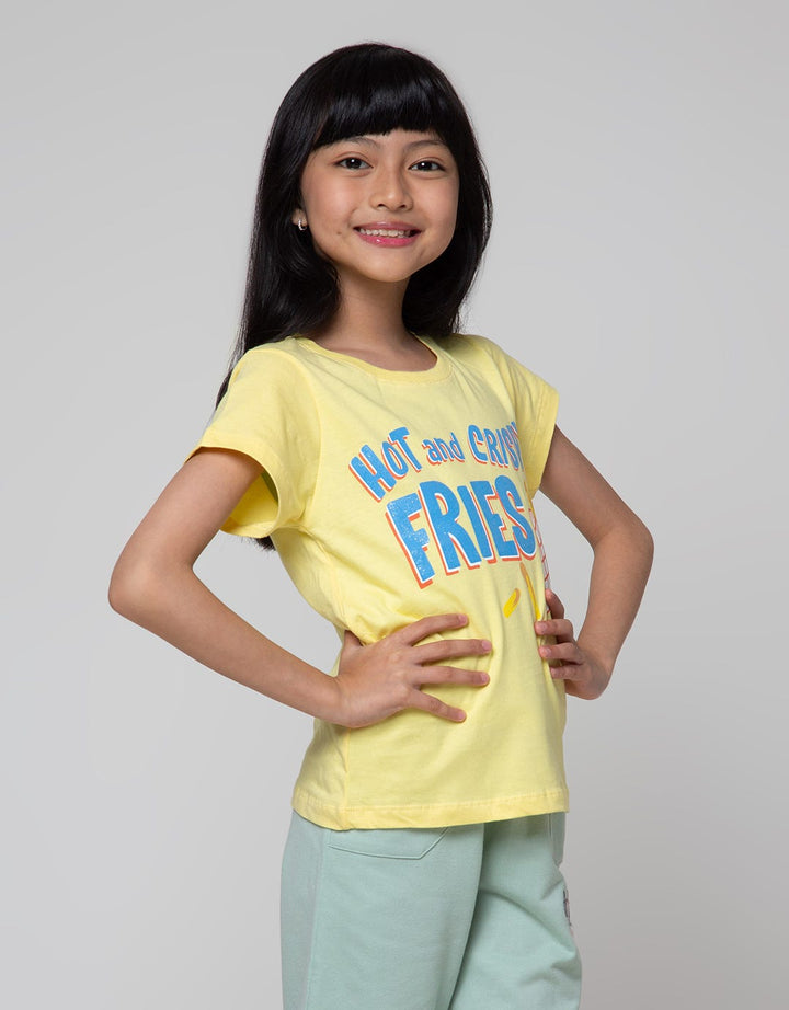 Little M Short Sleeve T-Shirt Print Food Wording Hot And Crispy Fries