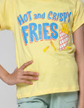 Little M Short Sleeve T-Shirt Print Food Wording Hot And Crispy Fries