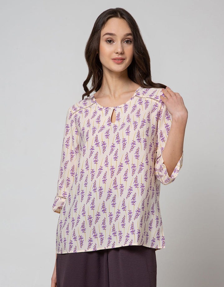 St. Yves Long Sleeve Blouse 78 Top Print Lavender