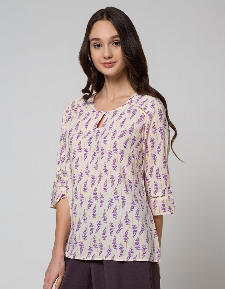 St. Yves Long Sleeve Blouse 78 Top Print Lavender