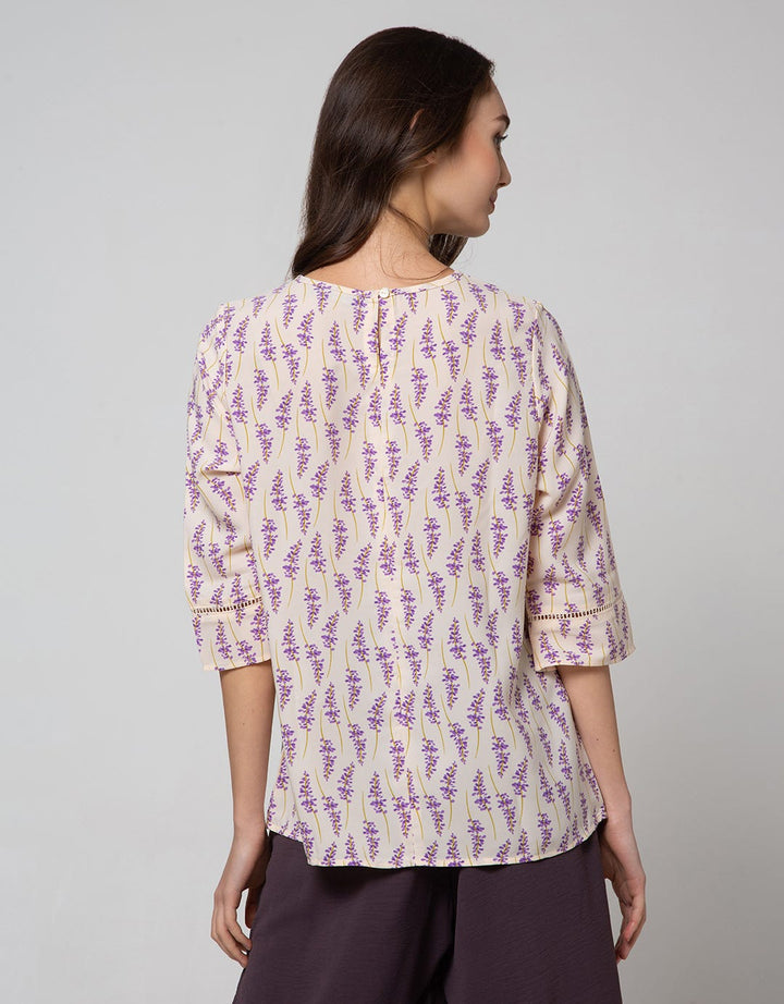 St. Yves Long Sleeve Blouse 78 Top Print Lavender