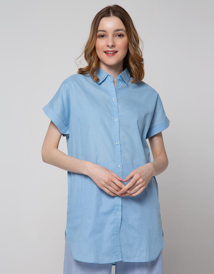 Connexion Short Sleeve Shirt Long With Curved Hem
